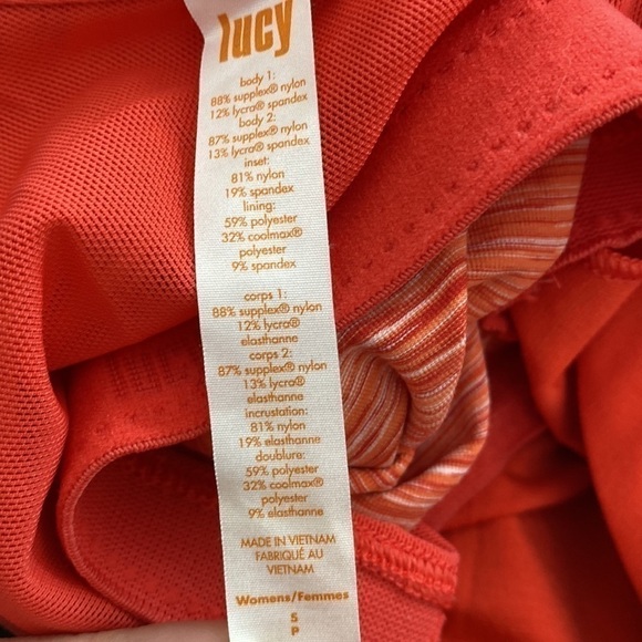 LUCY Orange Space Dye Athletic Racerback Tank Top Athletic Workout Built In Bra - Picture 6 of 6